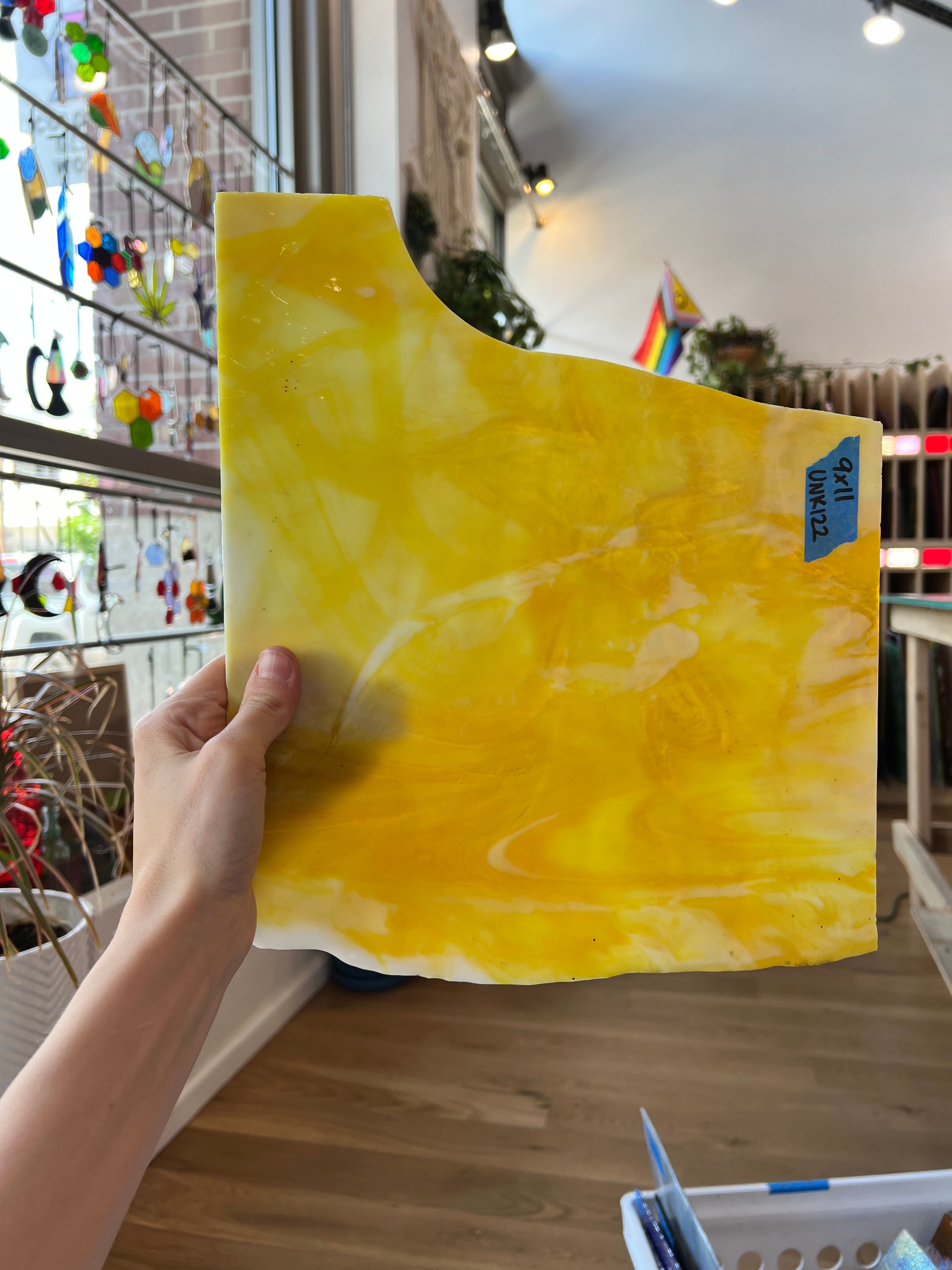 Yellow White Semi Opaque Wispy Sheet Glass Colorado Glassworks   