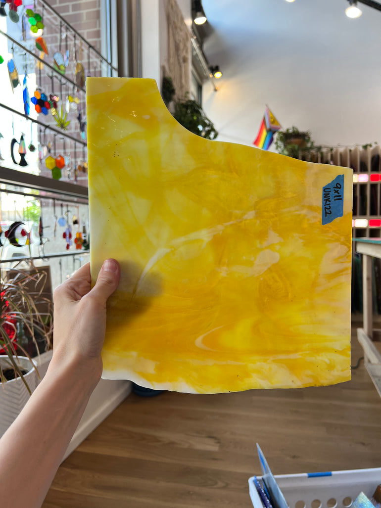 Yellow White Semi Opaque Wispy Sheet Glass Colorado Glassworks   