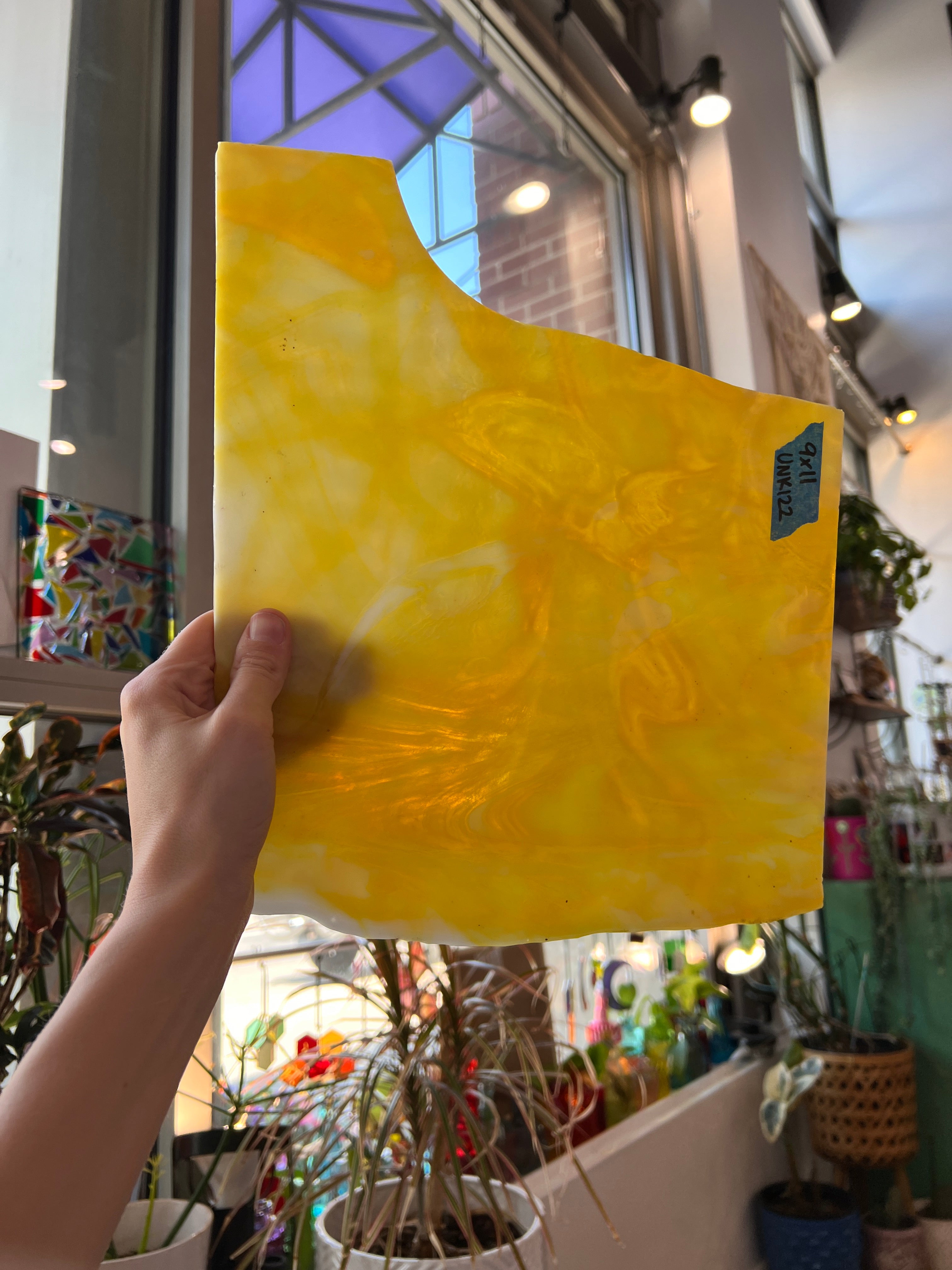 Yellow White Semi Opaque Wispy Sheet Glass Colorado Glassworks   