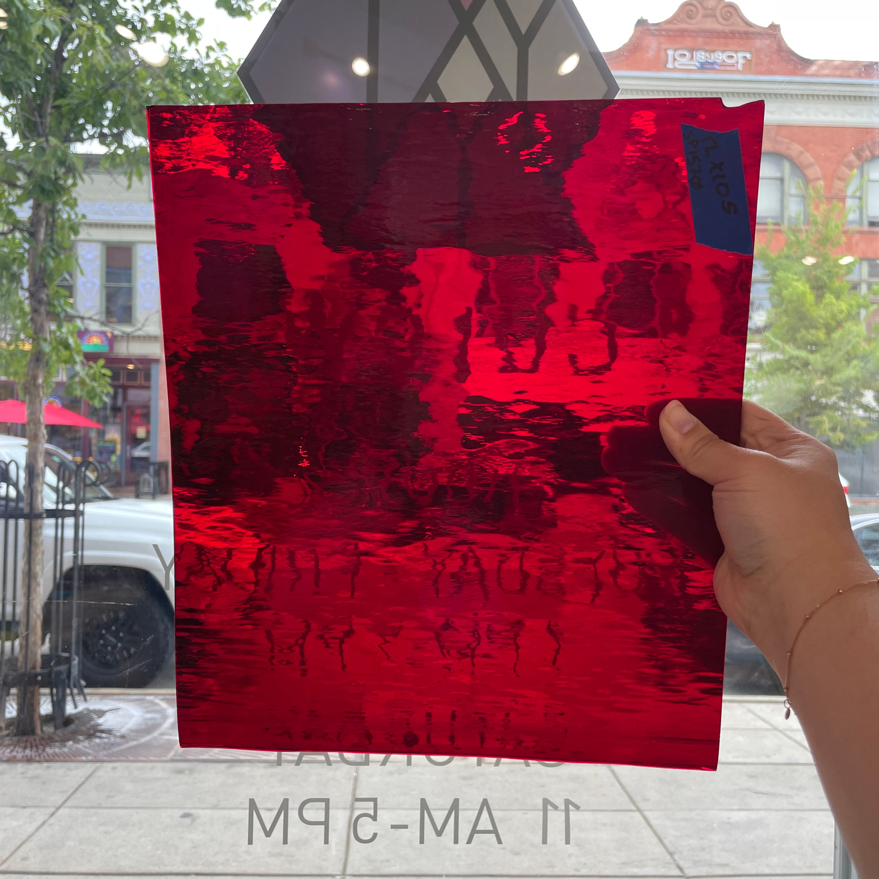 Ruby Red Waterglass Transparent Spectrum Sheet Glass Colorado Glassworks SP1570 (12x10.5in)