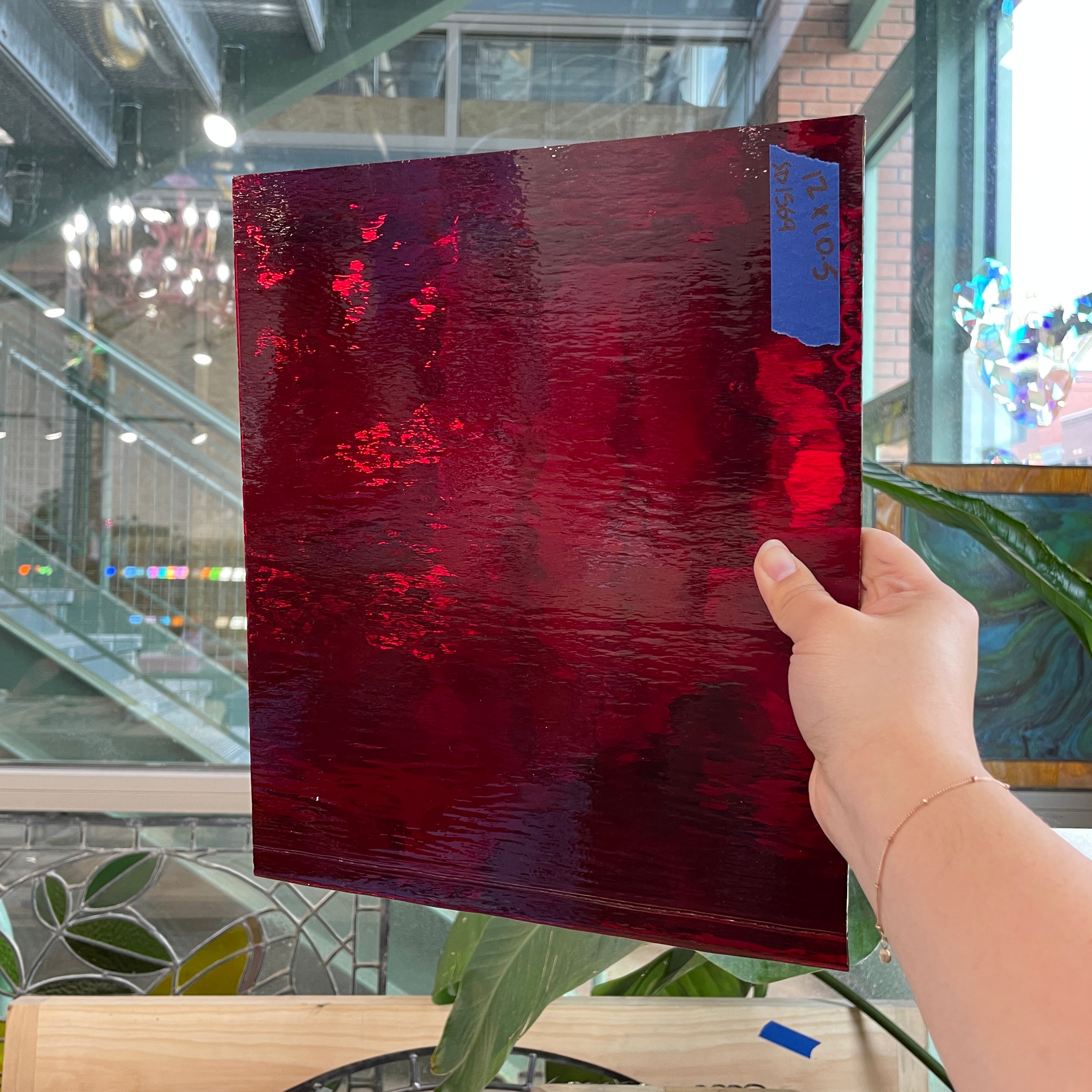 Ruby Red Waterglass Transparent Spectrum Sheet Glass Colorado Glassworks SP1569 (12x10.5in)