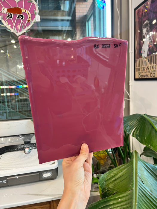 Plum Striker Opal Thin Bullseye 90 COE (pre struck BE - 0332 50F) Sheet Glass Colorado Glassworks