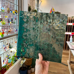 Teal Iridescent Mottled Bullseye Sheet Glass Colorado Glassworks