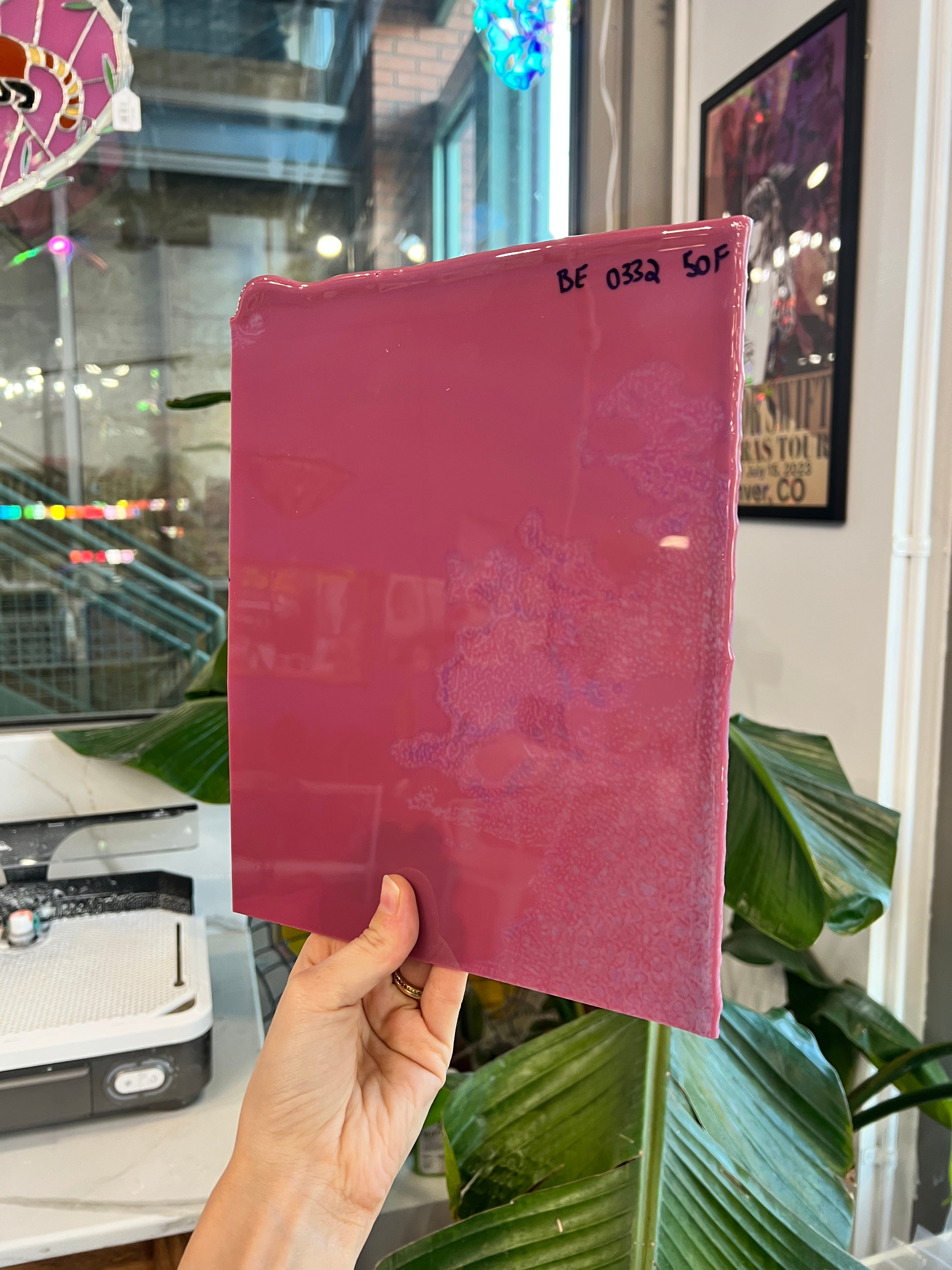 Plum Striker Opal Thin Bullseye 90 COE (pre struck BE - 0332 50F) Sheet Glass Colorado Glassworks Sheet 2