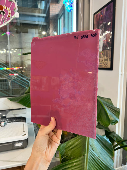 Plum Striker Opal Thin Bullseye 90 COE (pre struck BE - 0332 50F) Sheet Glass Colorado Glassworks Sheet 2