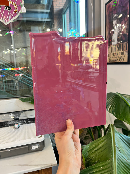 Plum Striker Opal Thin Bullseye 90 COE (pre struck BE - 0332 50F) Sheet Glass Colorado Glassworks
