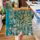 Teal Iridescent Mottled Bullseye Sheet Glass Colorado Glassworks