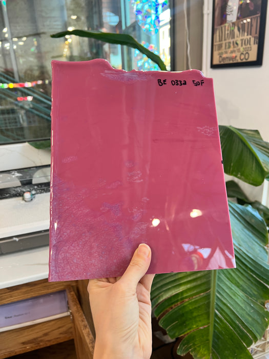 Plum Striker Opal Thin Bullseye 90 COE (pre struck BE - 0332 50F) Sheet Glass Colorado Glassworks