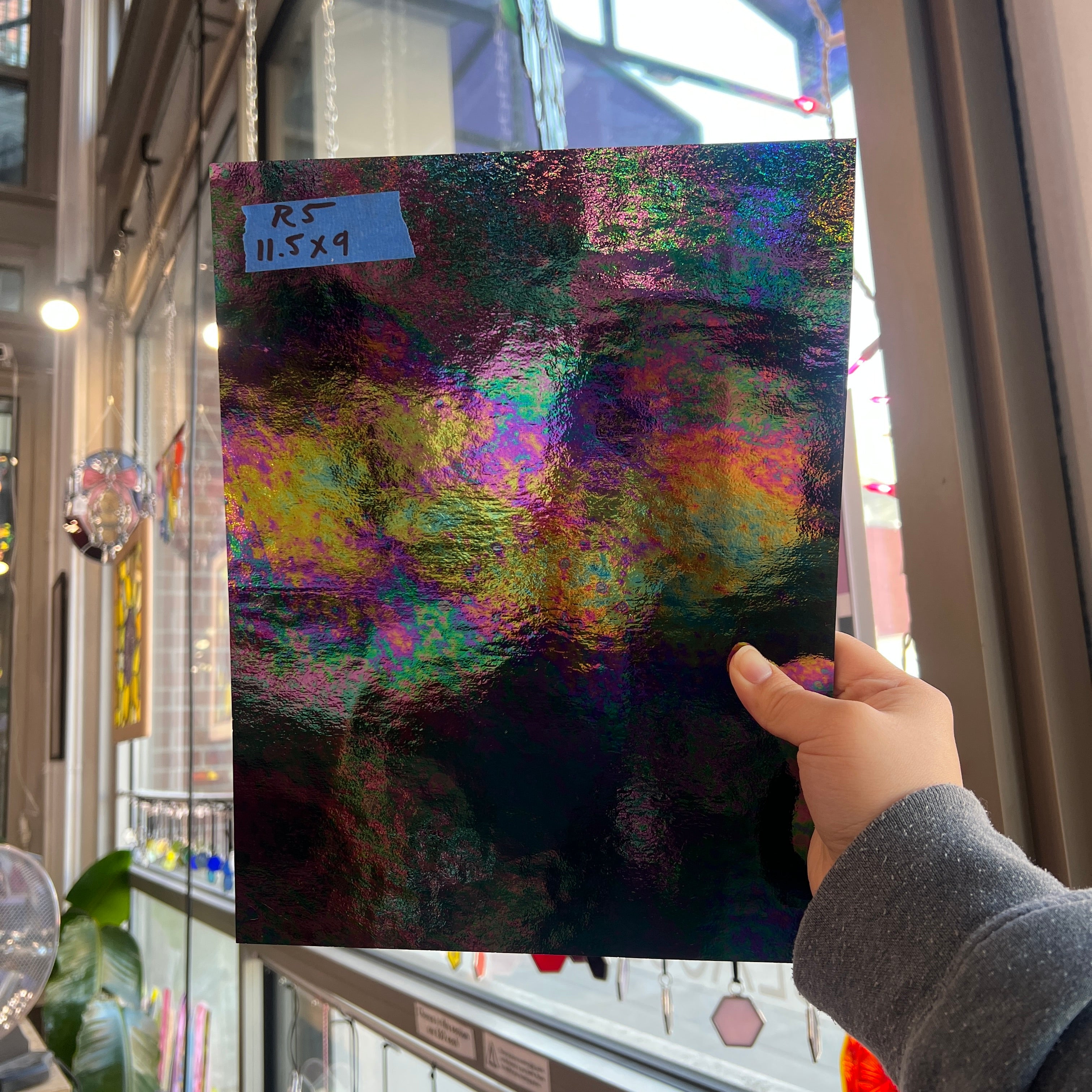 Black Iridescent Wissmach Fusible 96 COE Sheet Glass Colorado Glass Works 11.5x9in (WM-09411629)