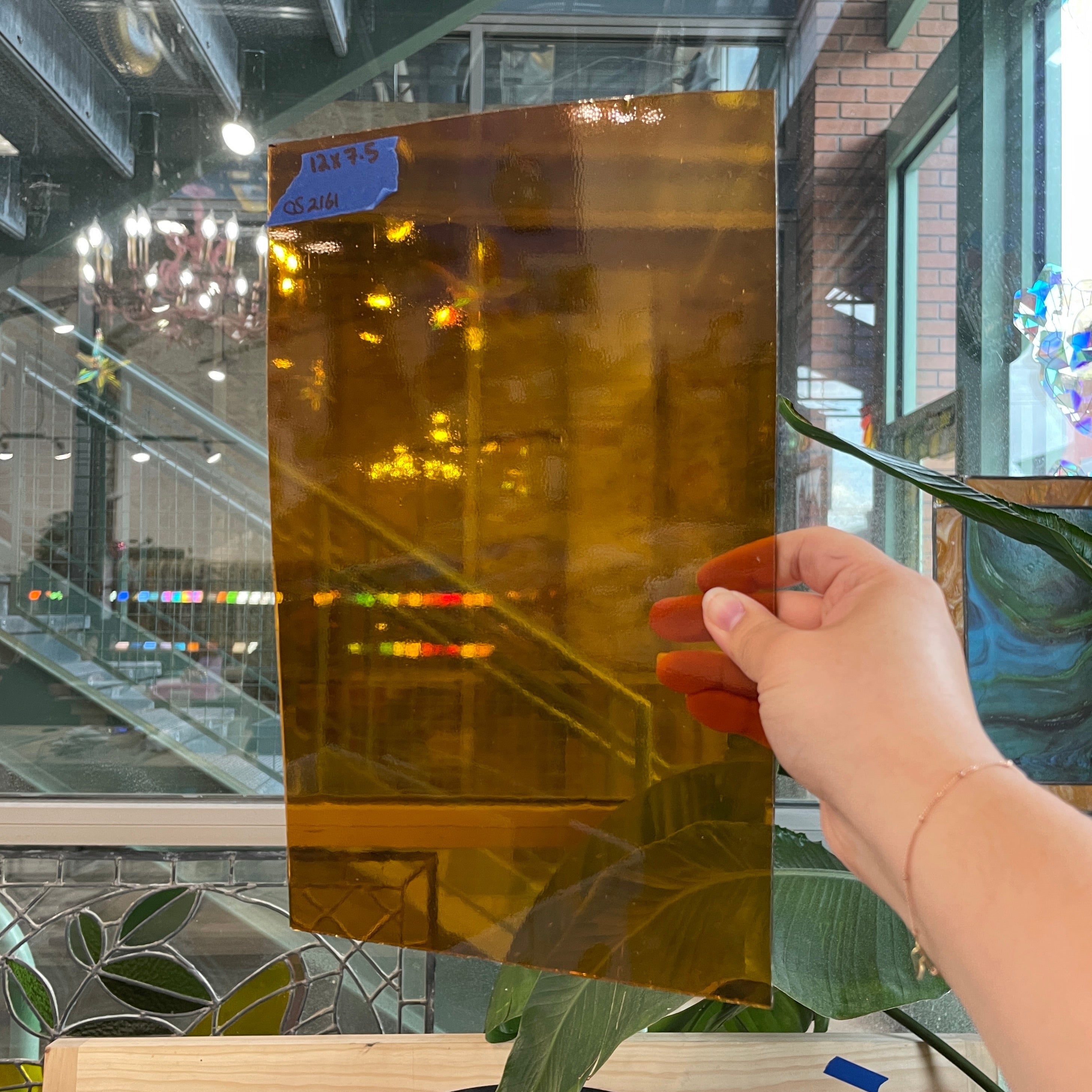 Amber Transparent Oceanside Fusible 96 COE Sheet Glass Colorado Glassworks OS2161 (12x7.5in)