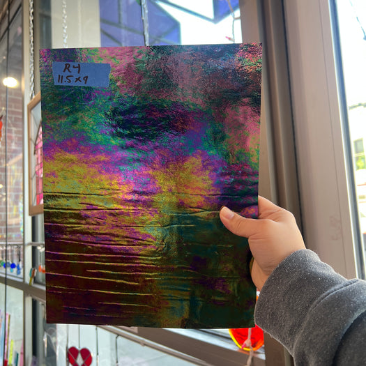 Black Iridescent Wissmach Fusible 96 COE Sheet Glass Colorado Glass Works 11.5x9in (WM-09378861)