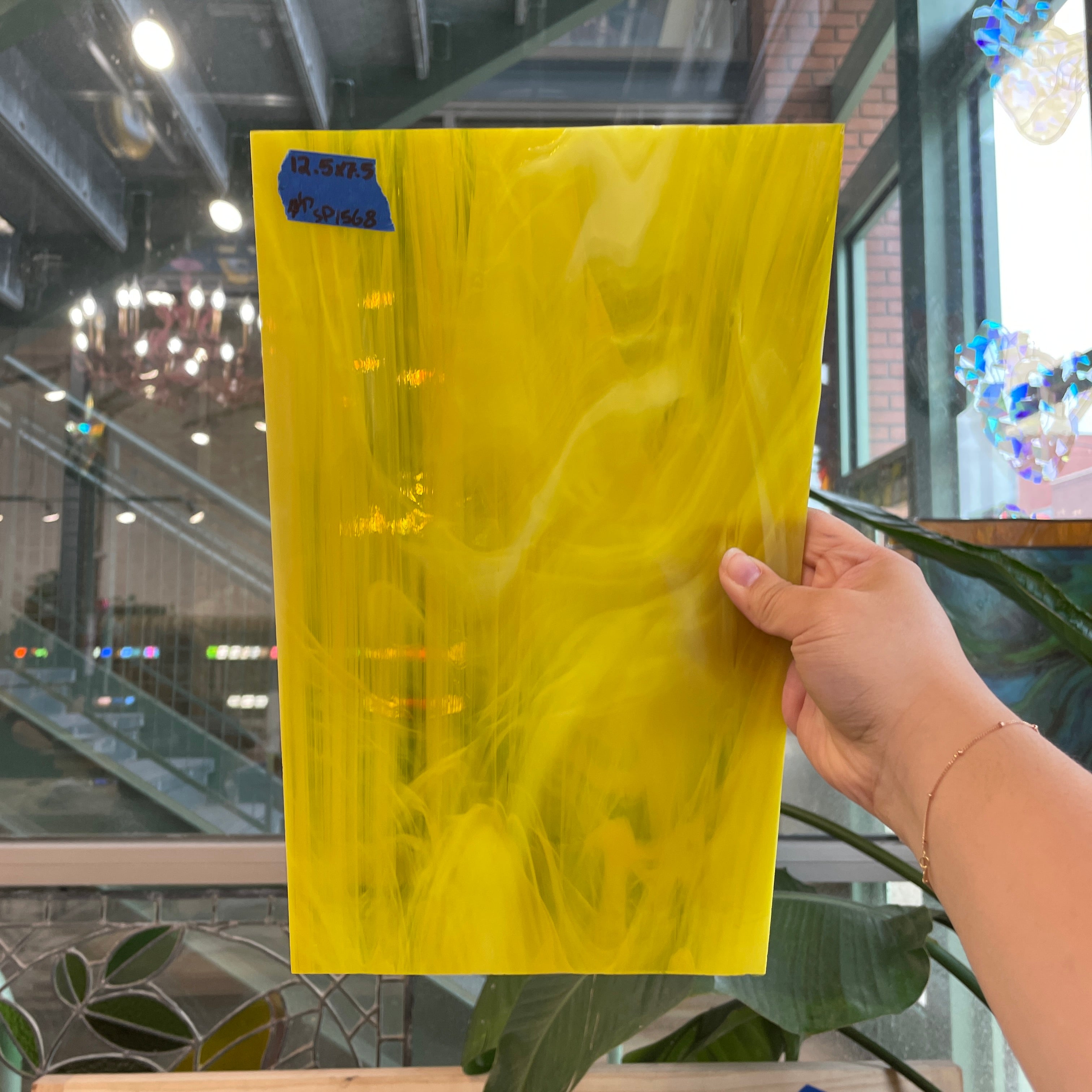 Yellow White Wispy Spectrum Sheet Glass Spectrum SP1568 (12.5x7.5in)