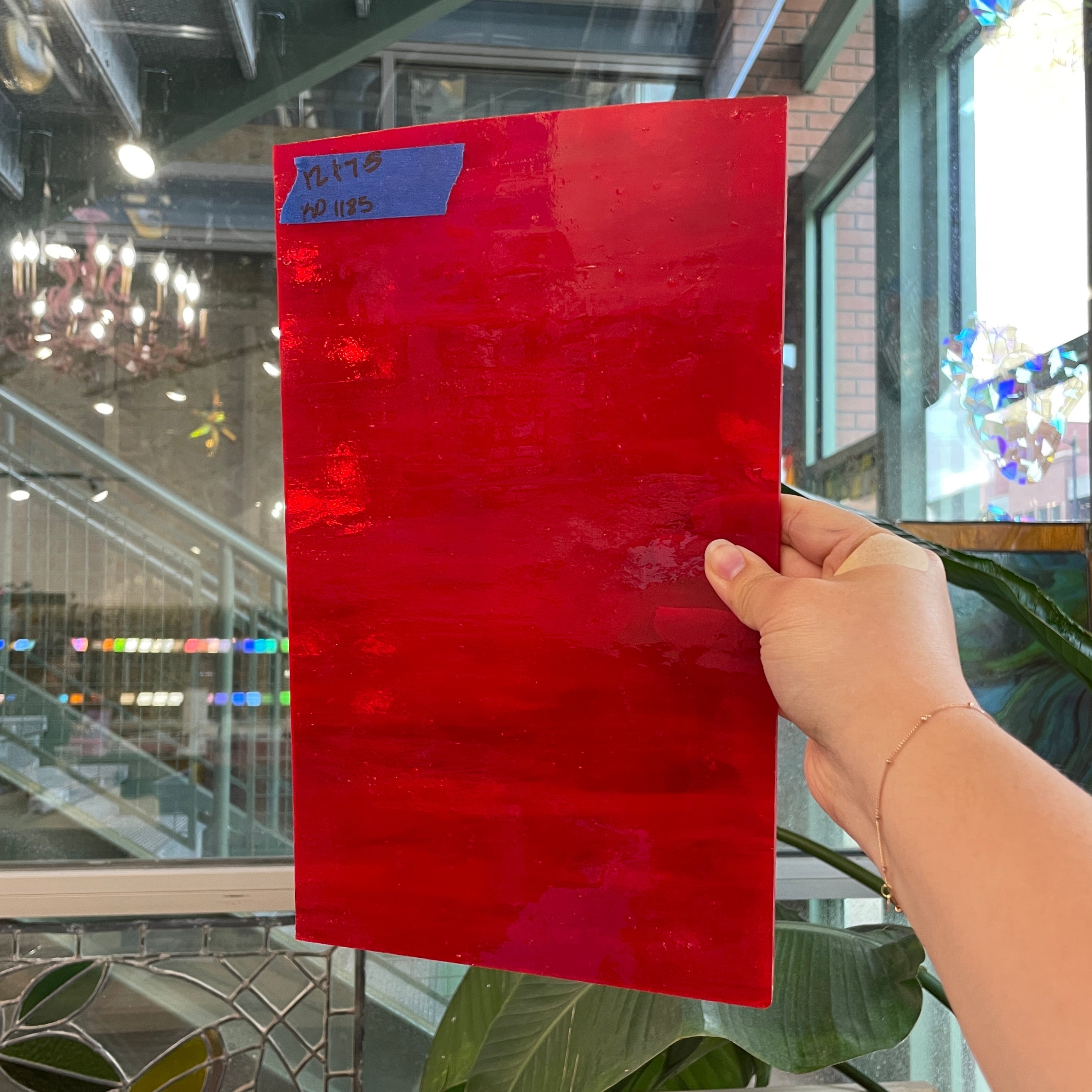 Cherry Red Transparent Kokomo Sheet Glass Colorado Glassworks KO1185 (12x7.5in)