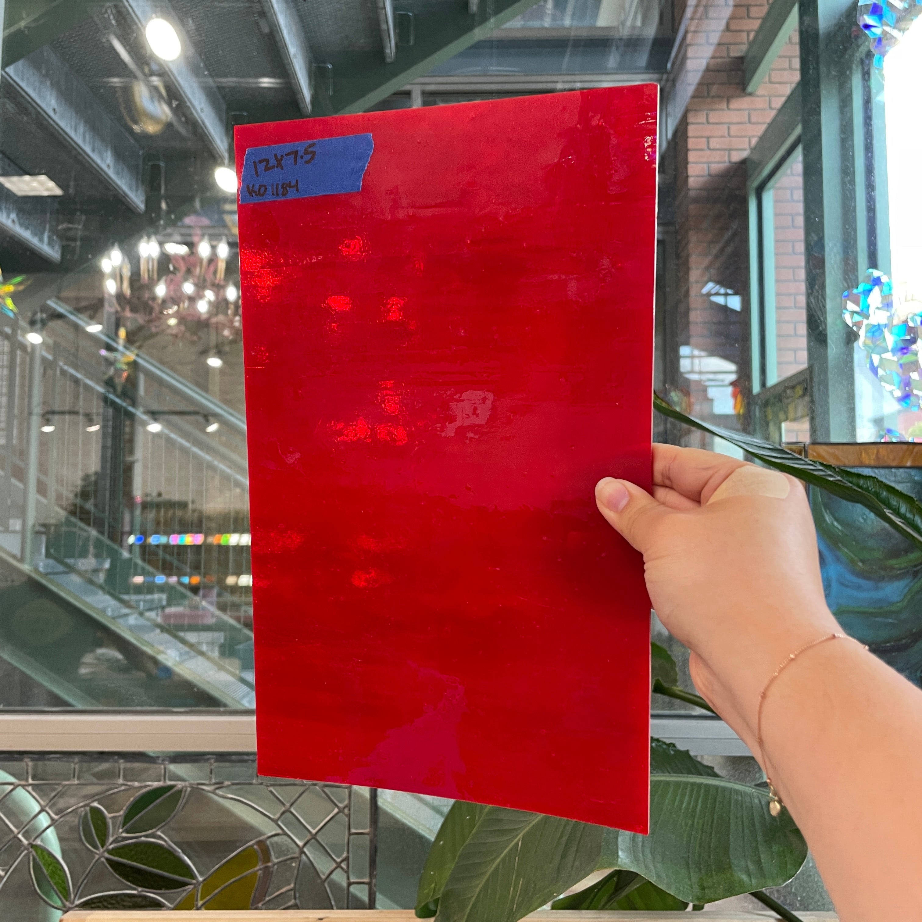 Cherry Red Transparent Kokomo Sheet Glass Colorado Glassworks KO1184 (12x7.5in)