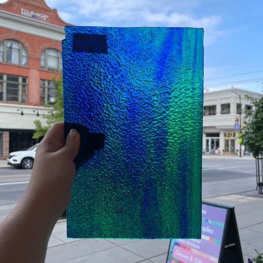 Green Blue Mixed Matrix Wissmach Sheet Glass Colorado Glassworks