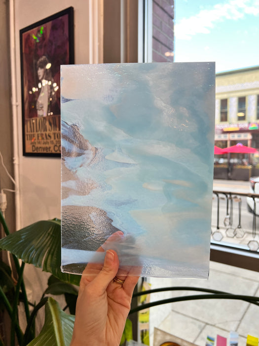 Winter Wonderland Bullseye Blue White Clear Iridescent Fusible 90 COE Sheet Glass Colorado Glassworks