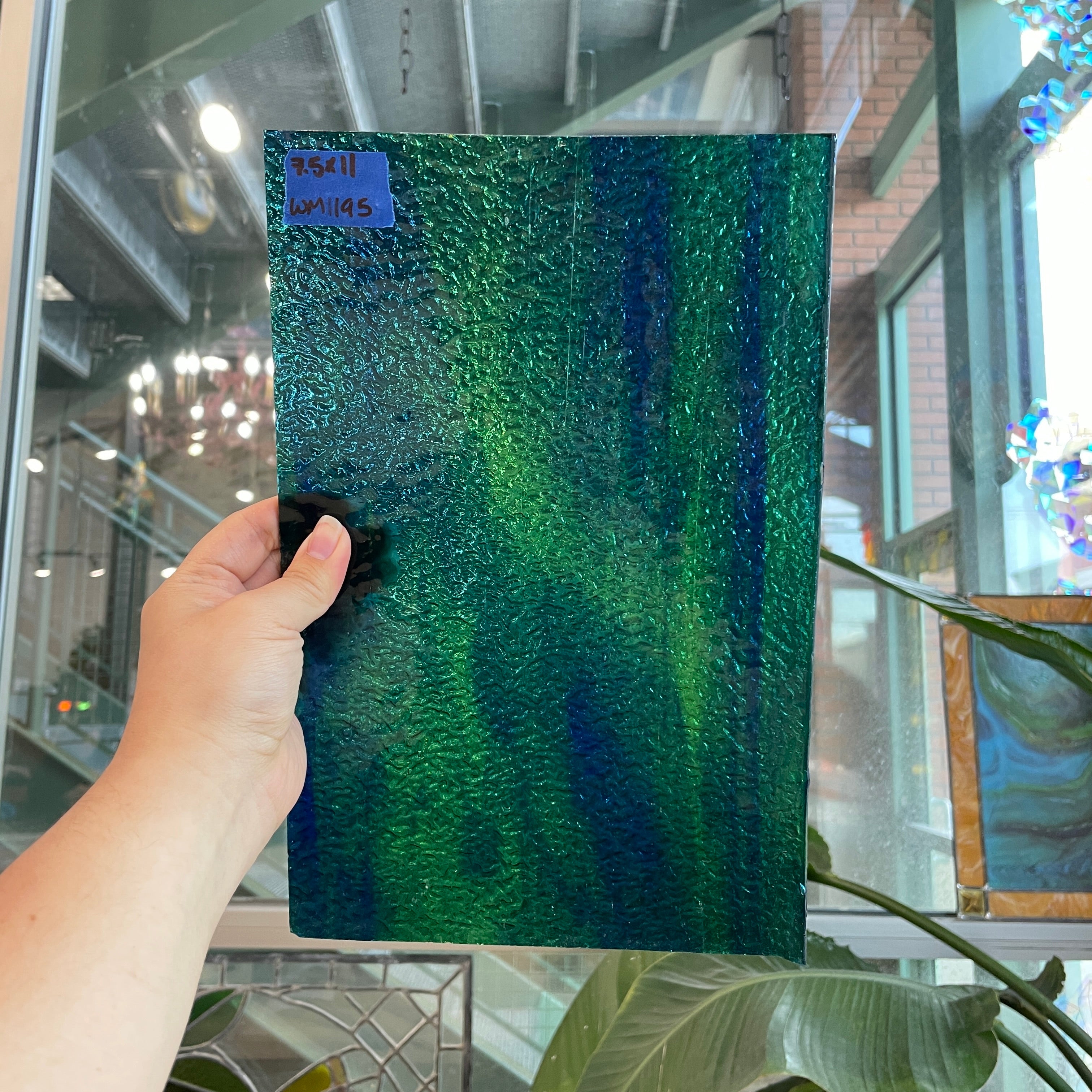 Green Blue Mixed Matrix Wissmach Sheet Glass Colorado Glassworks WM1195 (7.5x11in)