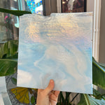 Winter Wonderland Bullseye Blue White Clear Iridescent Fusible 90 COE Sheet Glass Colorado Glassworks