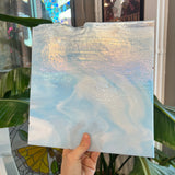Winter Wonderland Bullseye Blue White Clear Iridescent Fusible 90 COE Sheet Glass Colorado Glassworks
