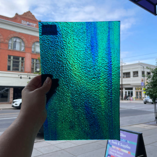 Green Blue Mixed Matrix Wissmach Sheet Glass Colorado Glassworks
