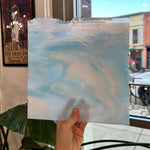 Winter Wonderland Bullseye Blue White Clear Iridescent Fusible 90 COE Sheet Glass Colorado Glassworks