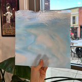 Winter Wonderland Bullseye Blue White Clear Iridescent Fusible 90 COE Sheet Glass Colorado Glassworks