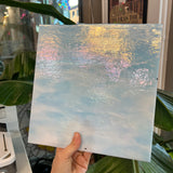 Winter Wonderland Bullseye Blue White Clear Iridescent Fusible 90 COE Sheet Glass Colorado Glassworks
