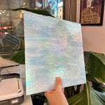 Winter Wonderland Bullseye Blue White Clear Iridescent Fusible 90 COE Sheet Glass Colorado Glassworks