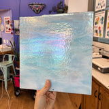 Winter Wonderland Bullseye Blue White Clear Iridescent Fusible 90 COE Sheet Glass Colorado Glassworks