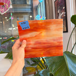 White and Red Wispy Opaque Kokomo Sheet Glass Colorado Glassworks 7x7.5in (KO-01195821)