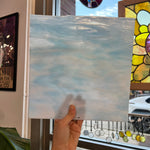 Winter Wonderland Bullseye Blue White Clear Iridescent Fusible 90 COE Sheet Glass Colorado Glassworks