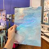 Winter Wonderland Bullseye Blue White Clear Iridescent Fusible 90 COE Sheet Glass Colorado Glassworks
