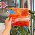 White and Red Wispy Opaque Kokomo Sheet Glass Colorado Glassworks 7x7in (KO-01228589)