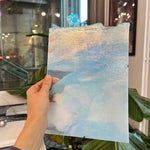 Winter Wonderland Bullseye Blue White Clear Iridescent Fusible 90 COE Sheet Glass Colorado Glassworks