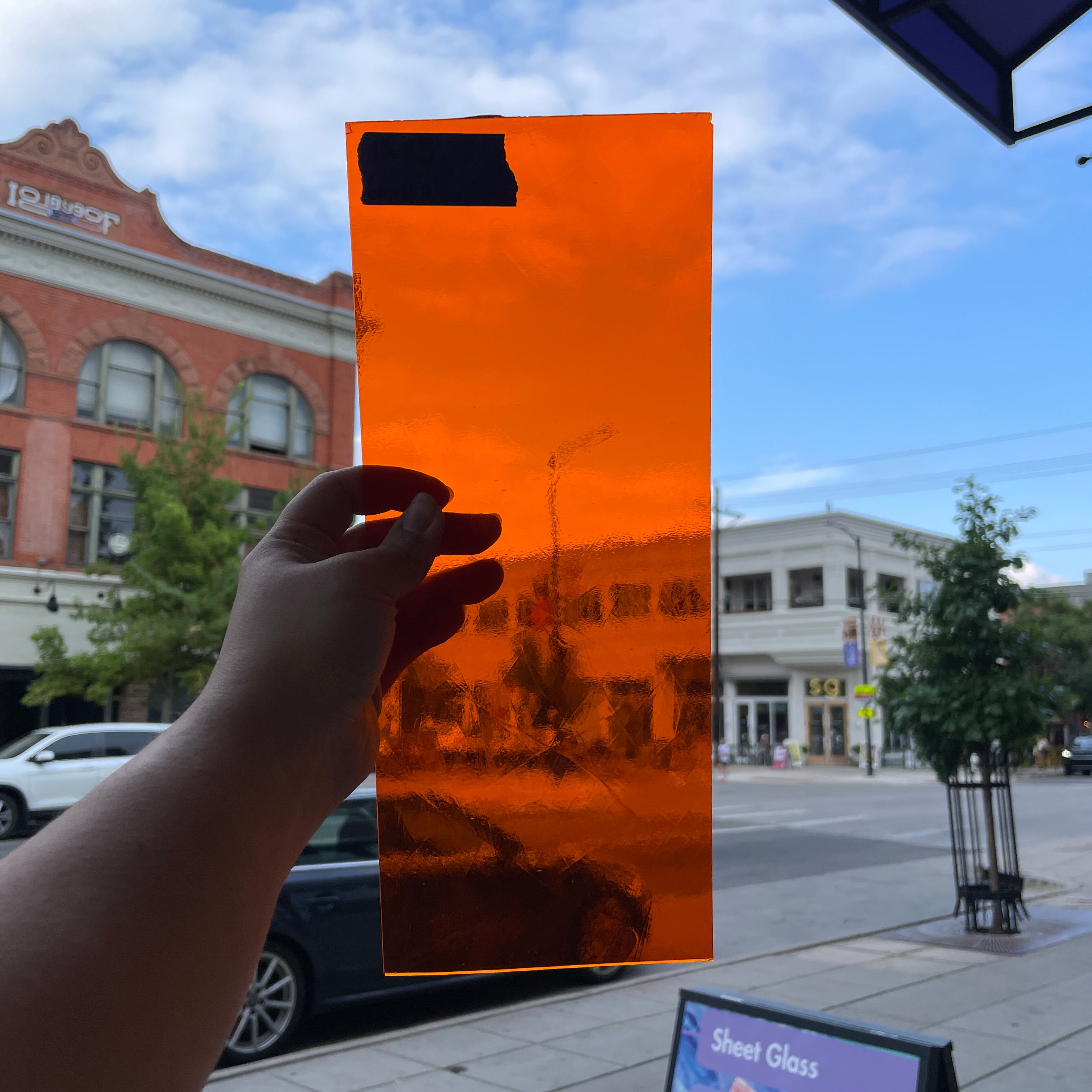 Orange Transparent Artique Oceanside Sheet Glass Colorado Glassworks