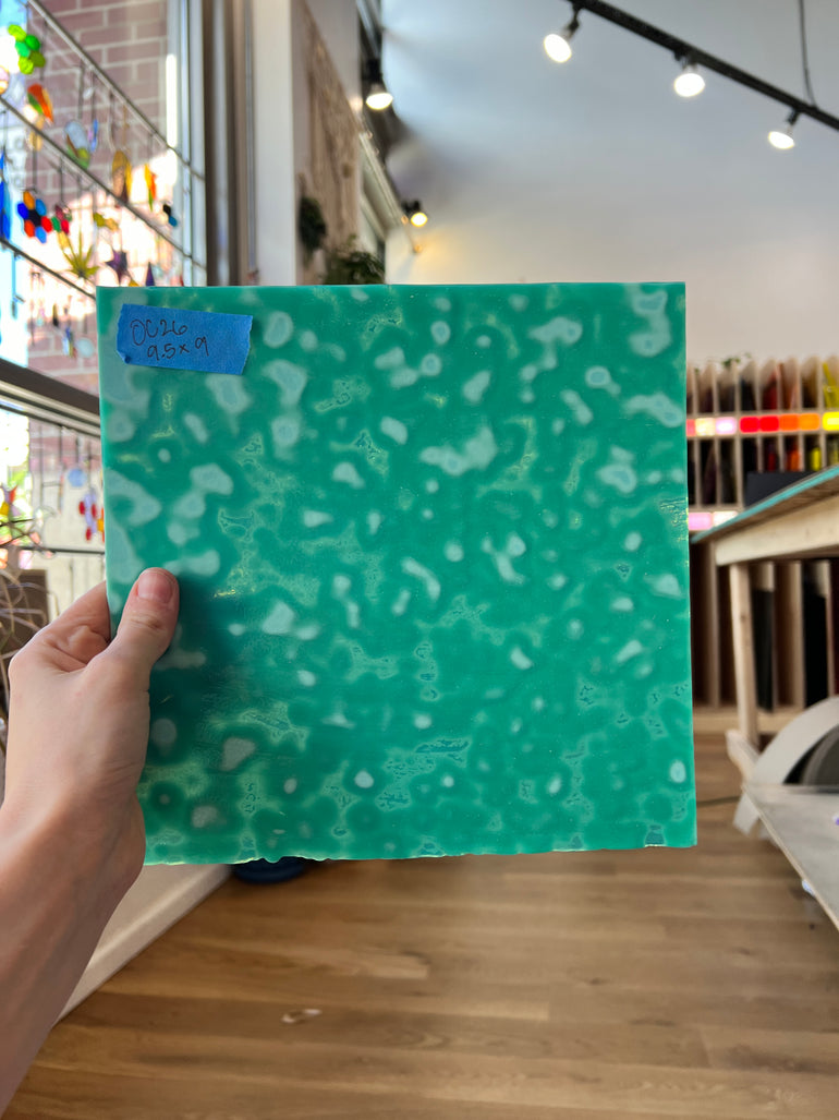 Teal Mottled Oceana Sheet Glass Colorado Glassworks OC26 (9.5x9in)  