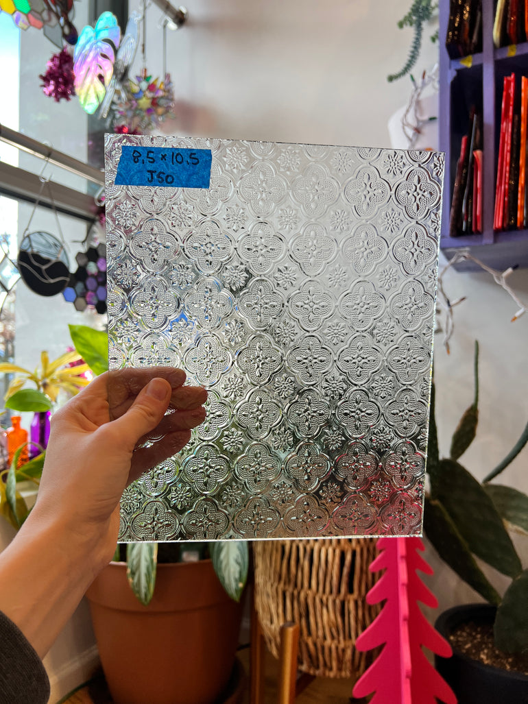 Clear Morisco (lace) Sheet Glass Colorado Glassworks 10x10in  