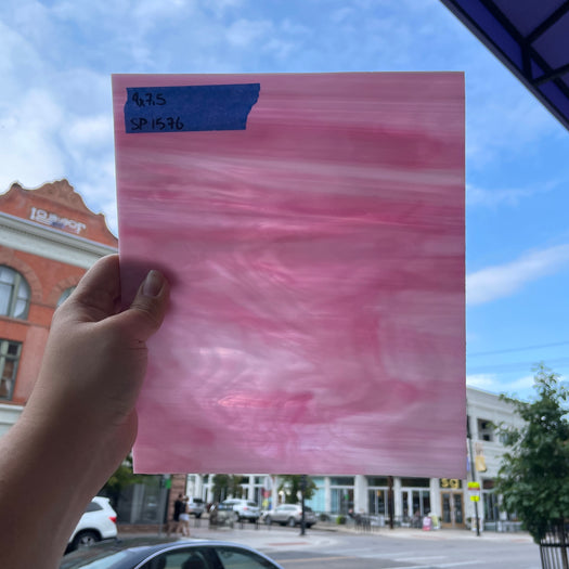 Pink White Wispy Semi-Opaque Spectrum Sheet Glass Colorado Glassworks