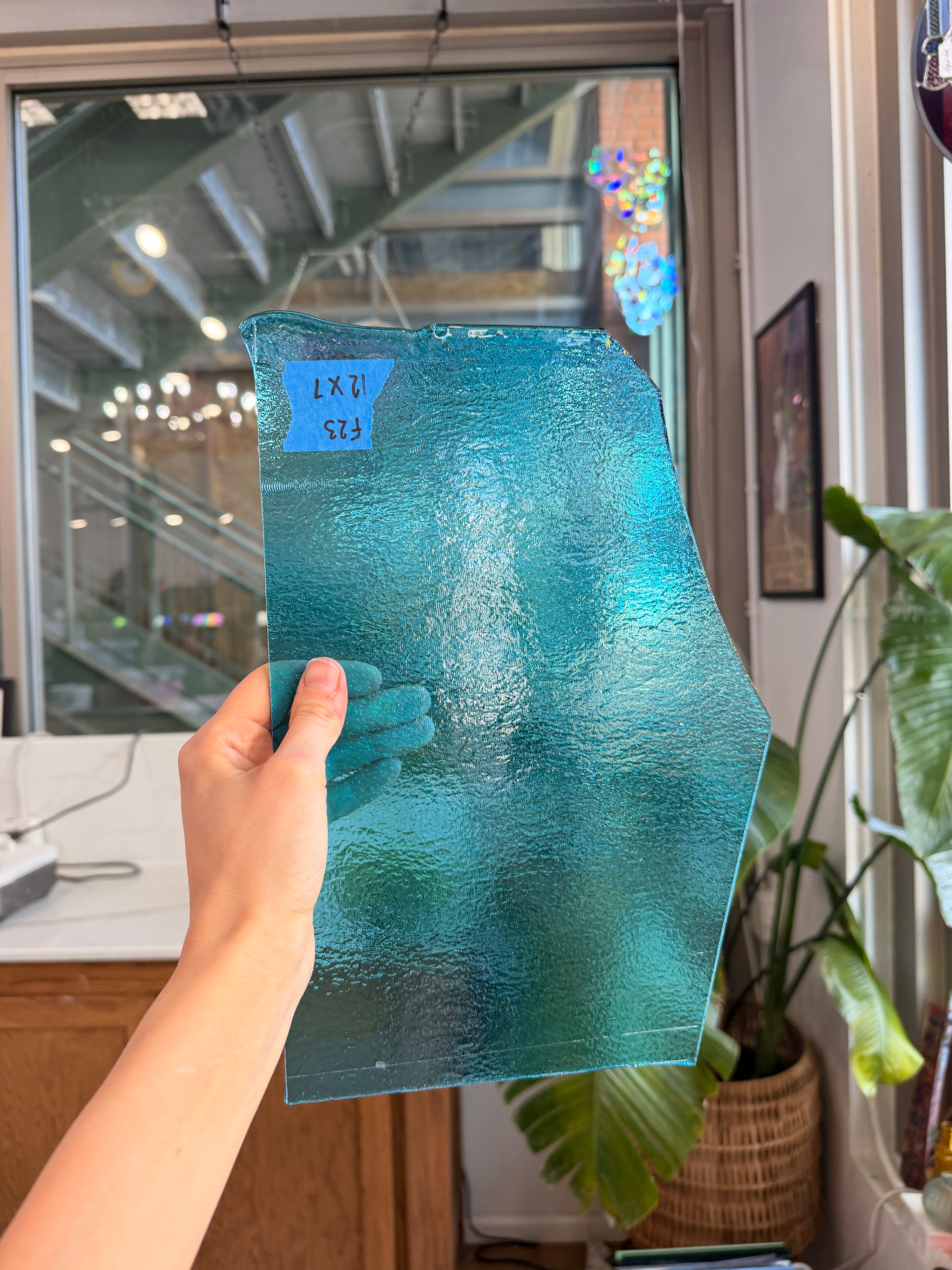 Transparent Light Turquoise Double Roll Bullseye Fusible 90 COE Sheet Glass Colorado Glassworks 12x7in (BE-82017069)
