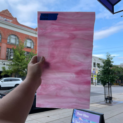 Pink White Wispy Semi-Opaque Spectrum Sheet Glass Colorado Glassworks