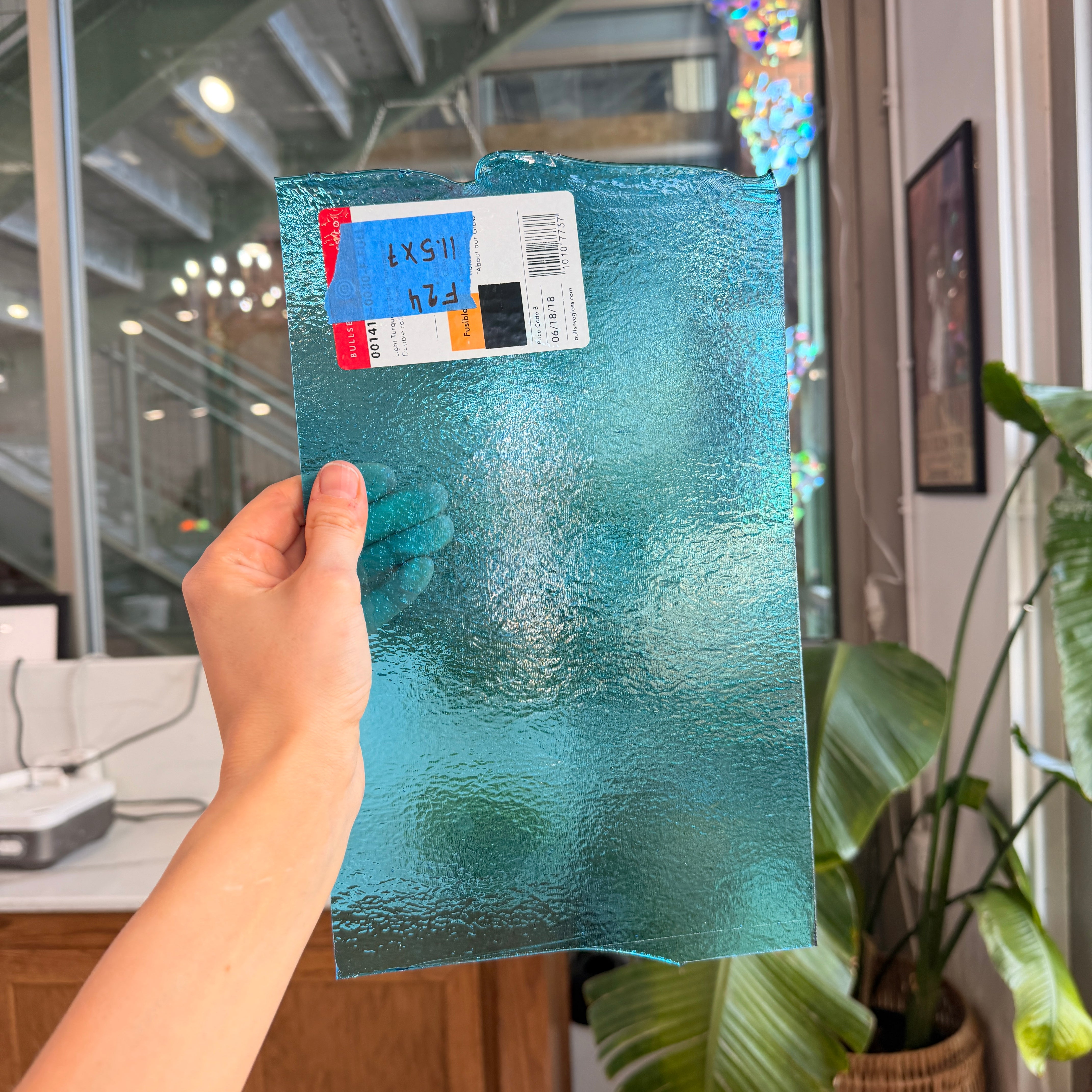 Transparent Light Turquoise Double Roll Bullseye Fusible 90 COE Sheet Glass Colorado Glassworks 11.5x7in (BE-82049837)