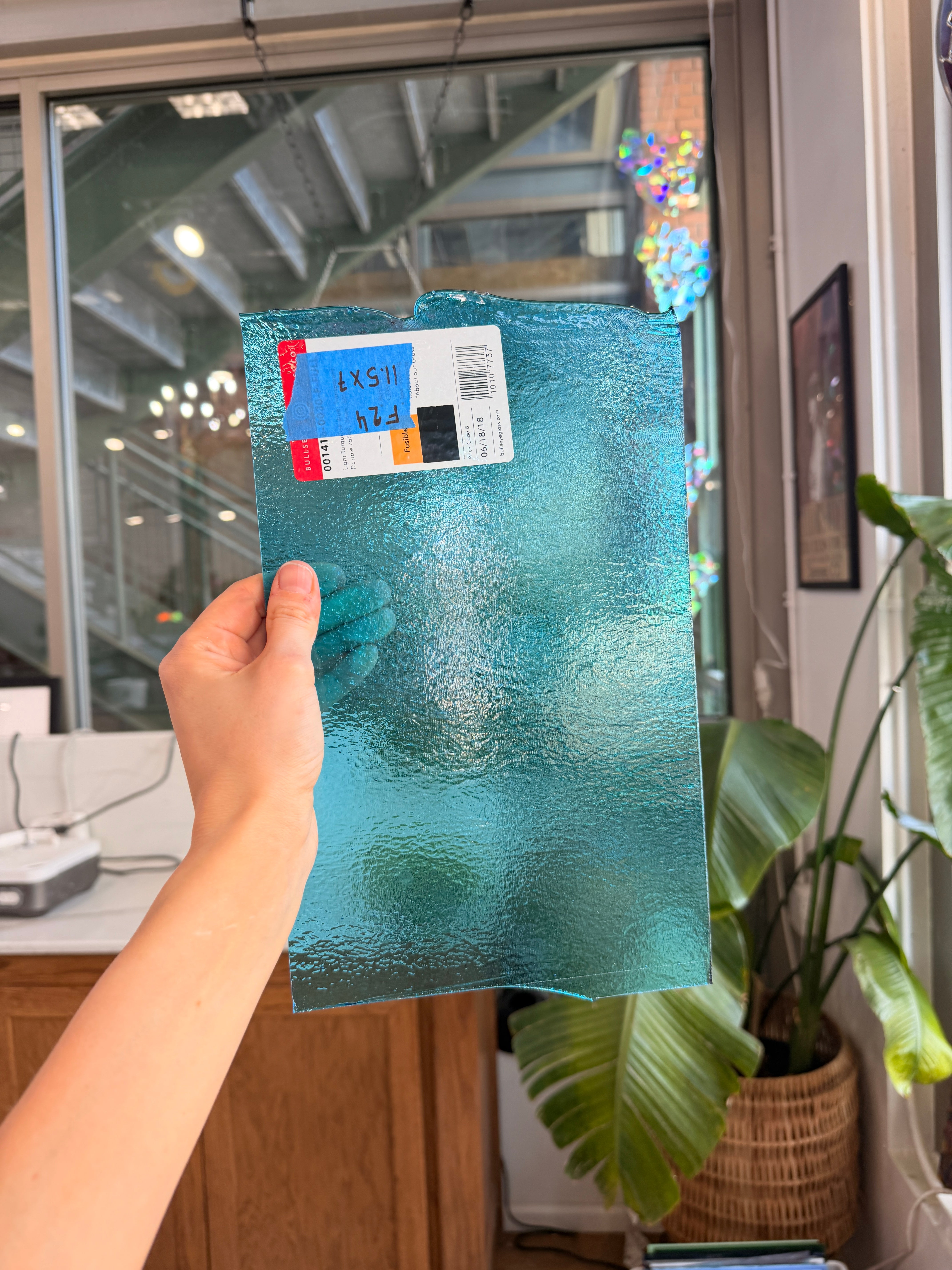 Transparent Light Turquoise Double Roll Bullseye Fusible 90 COE Sheet Glass Colorado Glassworks 11.5x7in (BE-82049837)