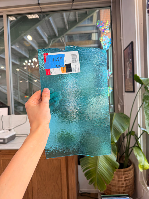 Transparent Light Turquoise Double Roll Bullseye Fusible 90 COE Sheet Glass Colorado Glassworks 11.5x7in (BE-82049837)