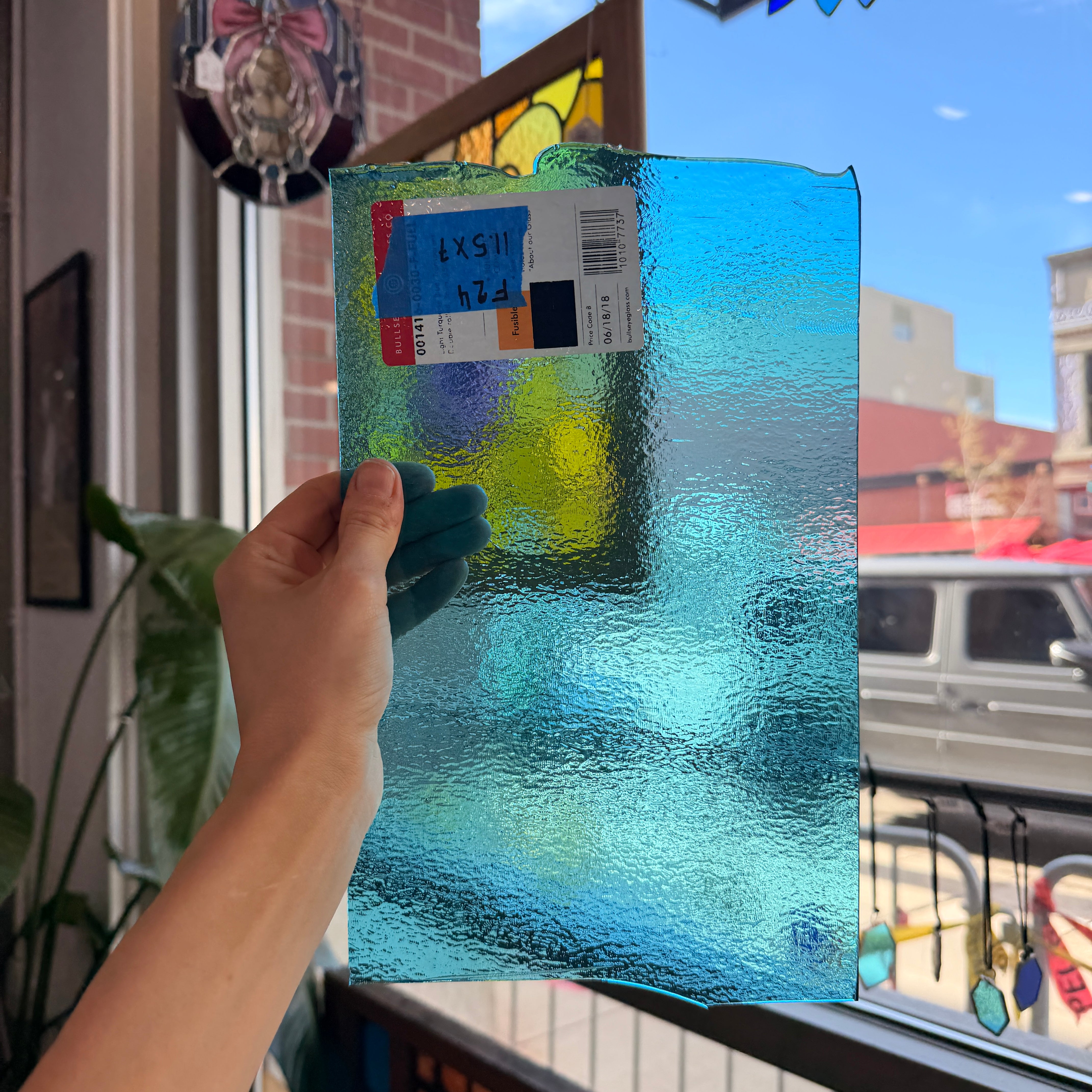 Transparent Light Turquoise Double Roll Bullseye Fusible 90 COE Sheet Glass Colorado Glassworks