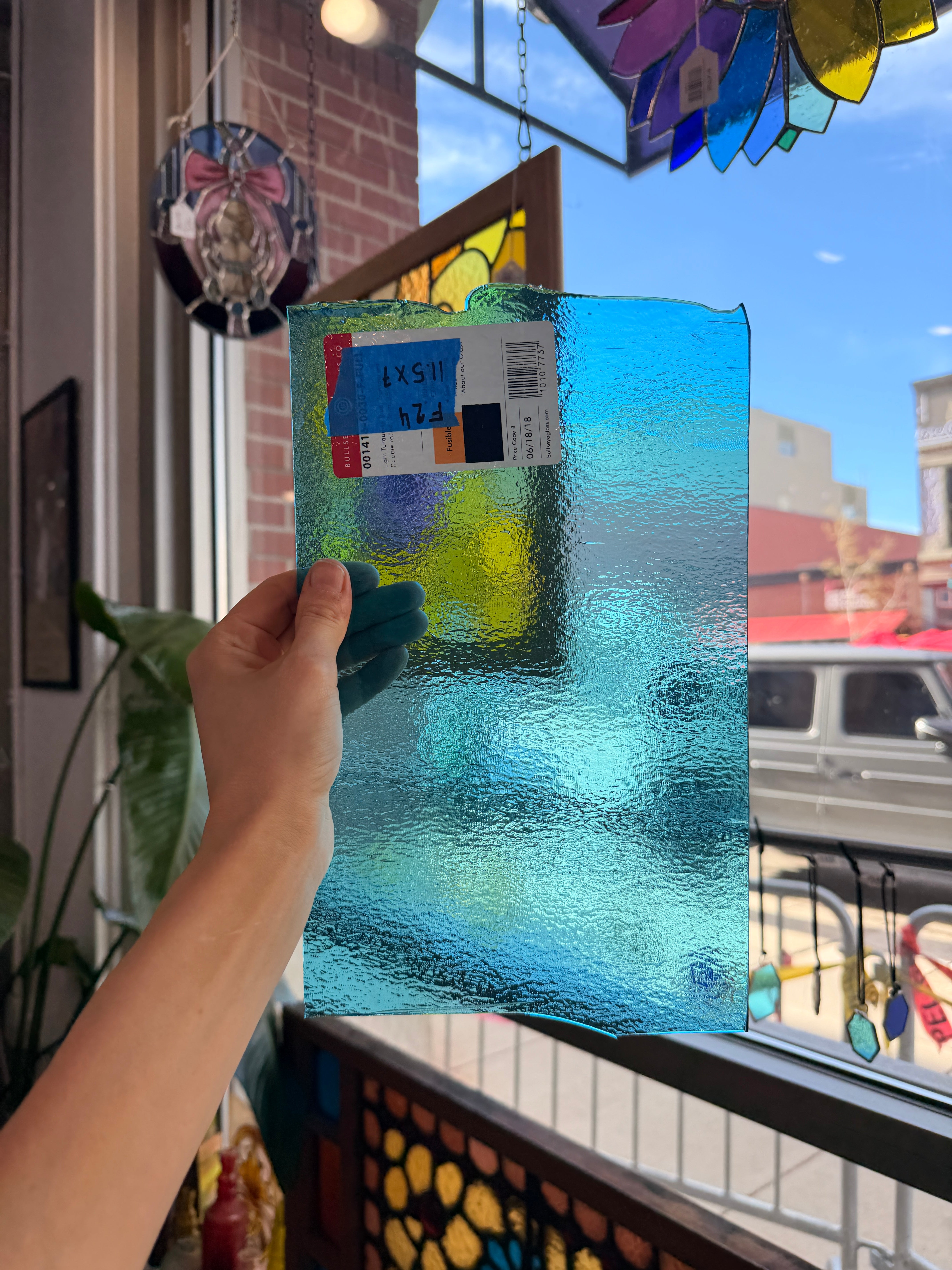 Transparent Light Turquoise Double Roll Bullseye Fusible 90 COE Sheet Glass Colorado Glassworks