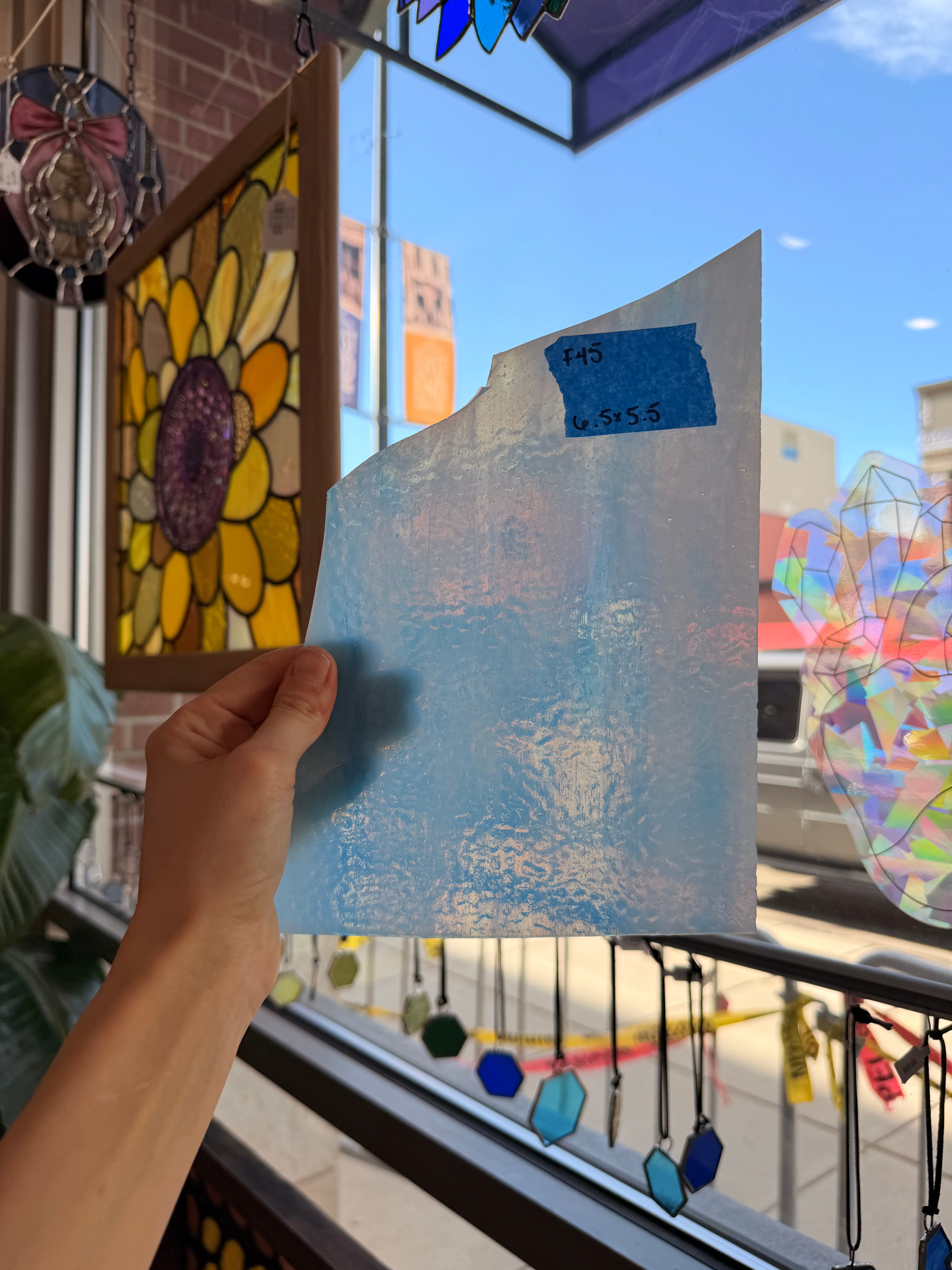 Light Blue Textured Transparent Sheet Glass Colorado Glassworks