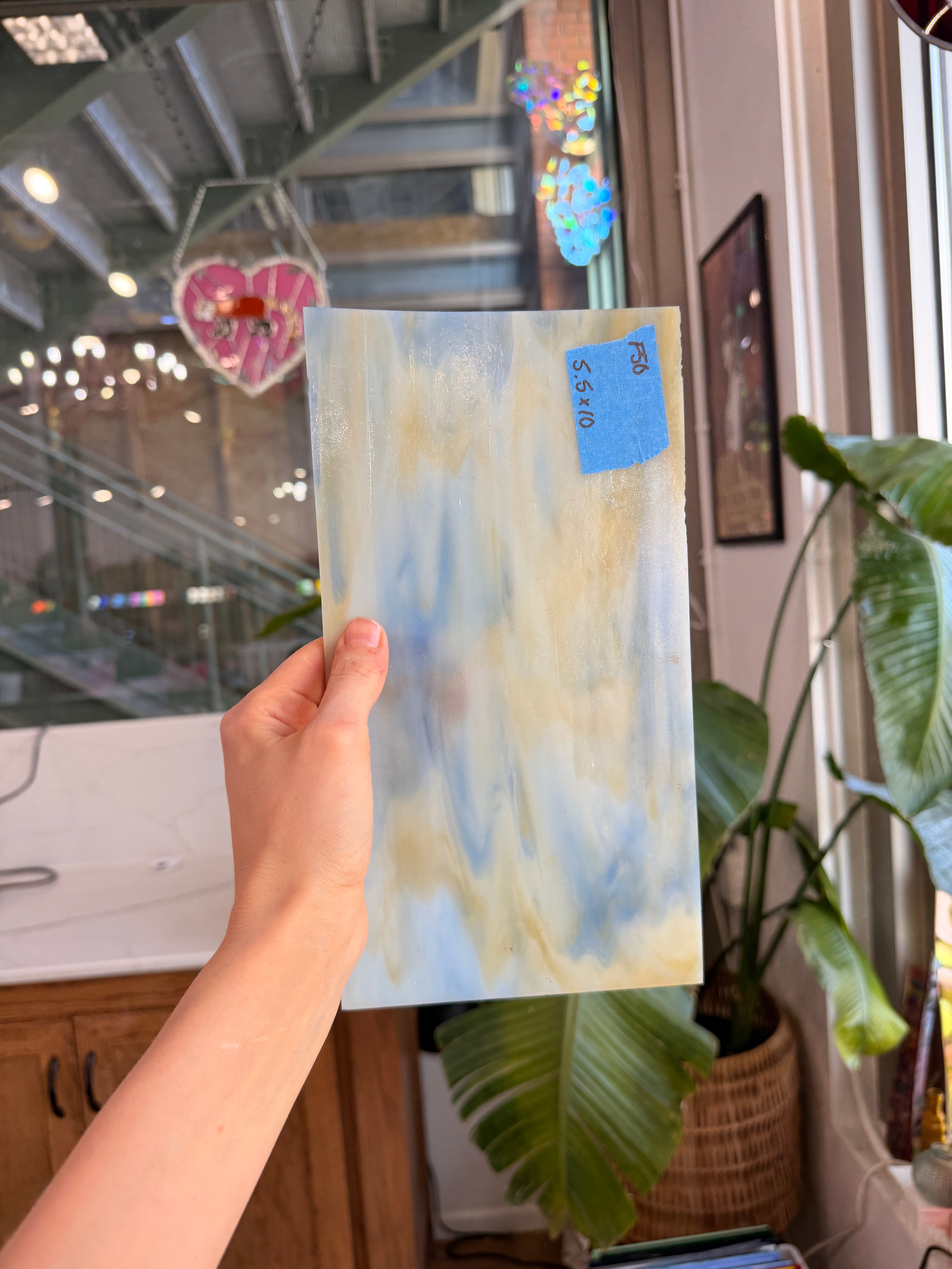 Blue Gray Wispy Kokomo Sheet Glass Colorado Glassworks