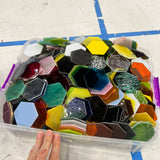 Pre-Cut Stained Glass Honeycomb/Hexagon Pieces Perfect for Stained Glass, Fusing, Mosaics and more!! Tools Colorado Glassworks