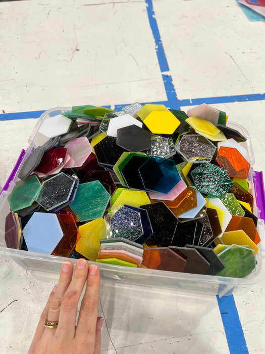 Pre-Cut Stained Glass Honeycomb/Hexagon Pieces Perfect for Stained Glass, Fusing, Mosaics and more!! Tools Colorado Glassworks