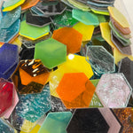 Pre-Cut Stained Glass Honeycomb/Hexagon Pieces Perfect for Stained Glass, Fusing, Mosaics and more!! Tools Colorado Glassworks